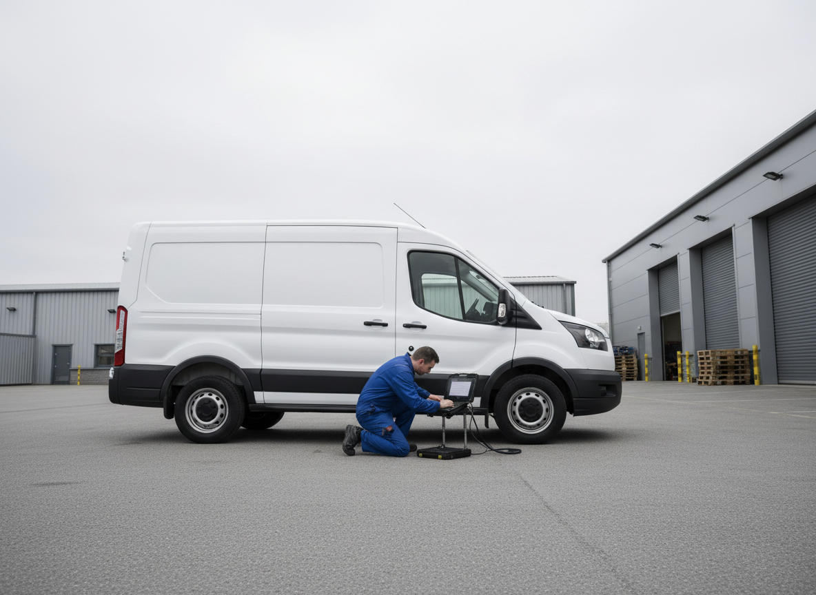 Ford Transit Custom being diagnosed at a customer's location before ECU remapping
