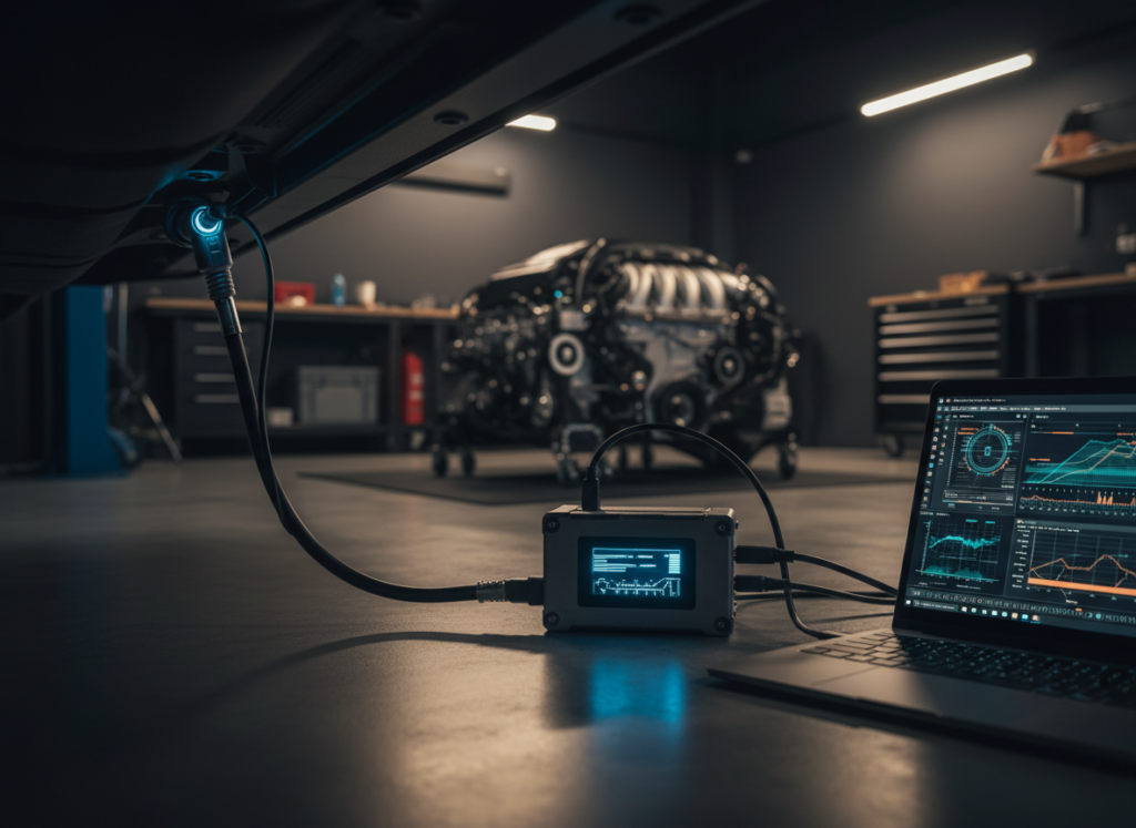 Garage ECU remap equipment close up