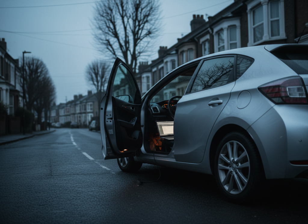 Silver hybrid hatchback street OBD