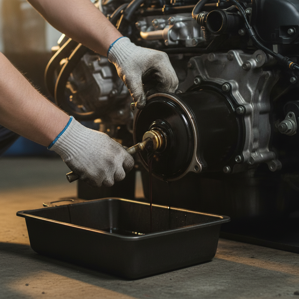 Mechanic changing engine oil on a diesel car before an ECU remap