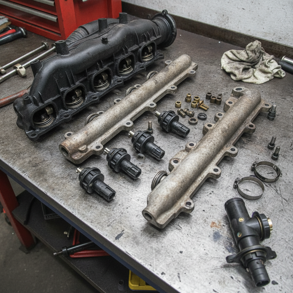 Diesel engine intake manifold with the swirl flaps removed during a delete service